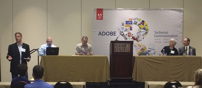The Adobe Day Panel L to R: Matt Sullivan, Bernard Aschwanden, Joe Welinske, Marcia Riefer Johnston, and Kevin Siegel