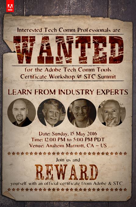 Register for the FREE Adobe Tech Comm Tools Workshop at the 2015 STC Summit!
